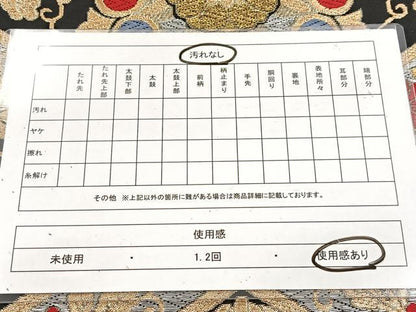 平和屋着物◎六通柄袋帯　唐織　菱天井花文　黒地　金銀糸　正絹　逸品　BAAV7941yc