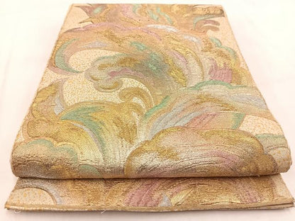 平和屋着物◎六通柄　本袋帯　更紗花文　金彩　正絹　逸品　BAAV7966yc
