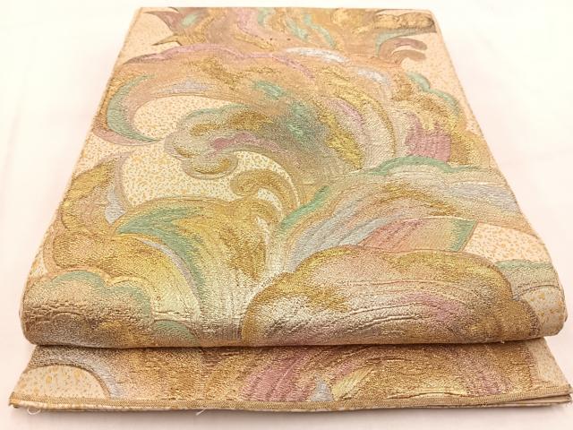 平和屋着物◎六通柄　本袋帯　更紗花文　金彩　正絹　逸品　BAAV7966yc