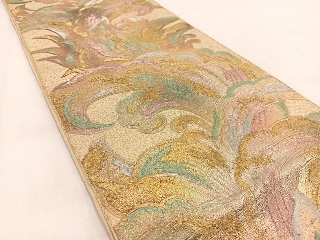 平和屋着物◎六通柄　本袋帯　更紗花文　金彩　正絹　逸品　BAAV7966yc