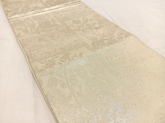 平和屋着物◎六通柄袋帯　人物風景動物文　銀糸　正絹　逸品　BAAV7979yc