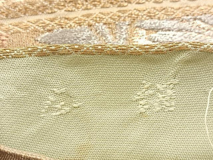 平和屋着物◎六通柄 京袋帯 本袋帯 雲取り草葉文 金銀糸 正絹 逸品 BAAV7982yc