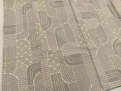 平和屋着物■上質な紬　幾何学文様　正絹　逸品　BAAV8120mz