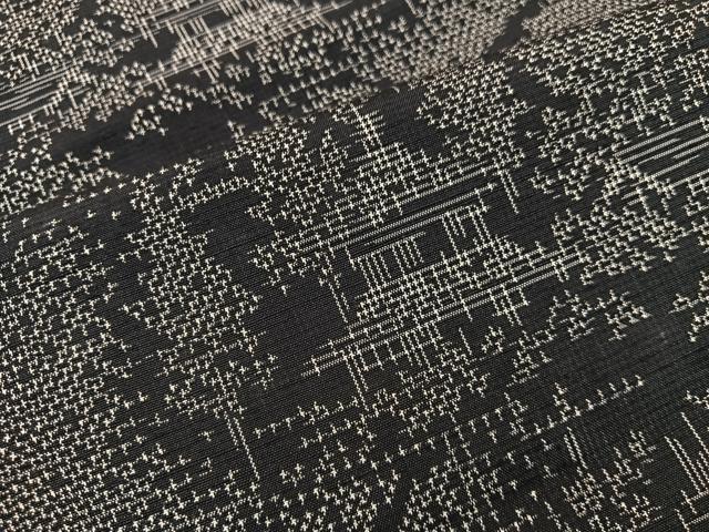 平和屋着物■上質な紬 樹林風景文 黒地 正絹 逸品 BAAV8187mz
