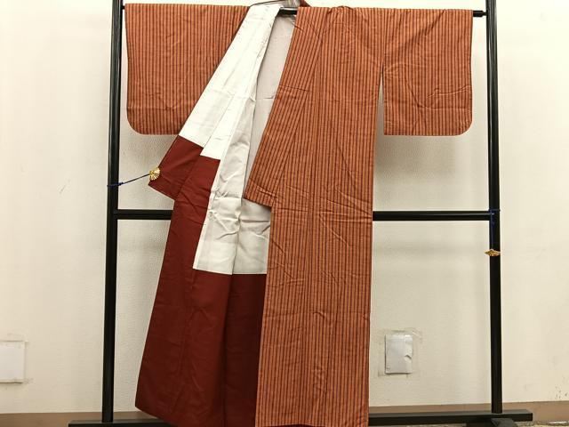 平和屋着物■上質な紬　間道　正絹　逸品　BAAV8210mz