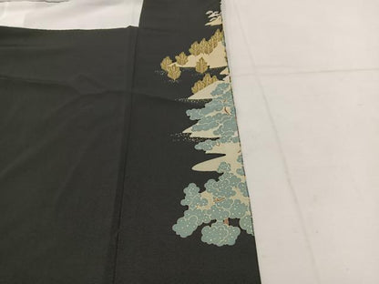平和屋着物■豪華黒留袖 友禅 樹林風景文 正絹 逸品 BAAV8232mz