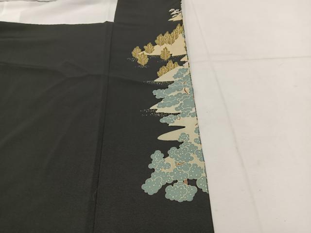 平和屋着物■豪華黒留袖 友禅 樹林風景文 正絹 逸品 BAAV8232mz