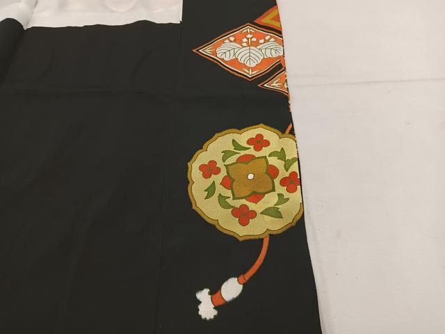 平和屋着物□豪華黒留袖 駒刺繍 鳳凰花文 金彩 正絹 逸品 未