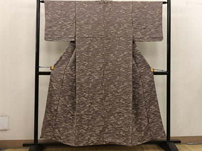 平和屋着物■上質なお召　流水花文　正絹　逸品　BAAV8283mz