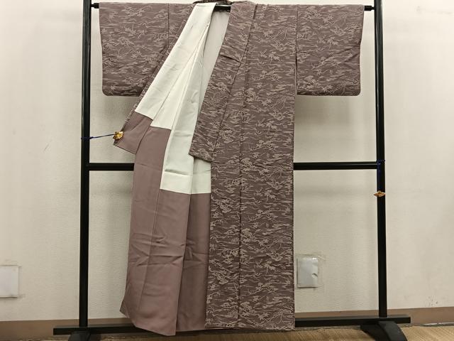 平和屋着物■上質なお召　流水花文　正絹　逸品　BAAV8283mz