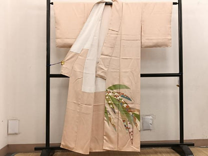 平和屋着物■色留訪問着　駒刺繍　青海波花文　金彩　正絹　逸品　BAAV8319mz