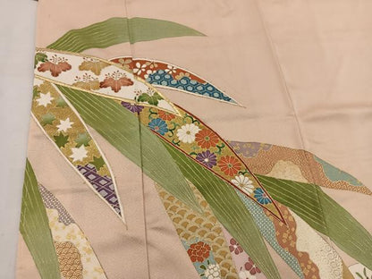 平和屋着物■色留訪問着　駒刺繍　青海波花文　金彩　正絹　逸品　BAAV8319mz