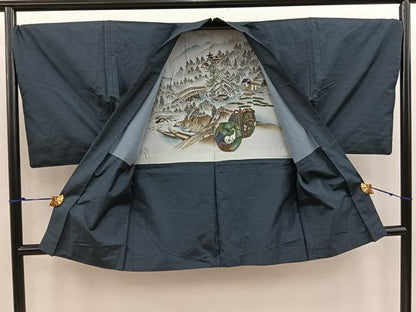 平和屋着物●男性 本場大島紬 アンサンブル 吉祥文 証紙付き 正絹 逸品 BAAV8322mz