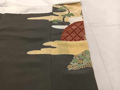 平和屋着物■豪華黒留袖 風景花文 金彩 正絹 逸品 BAAV8327mz