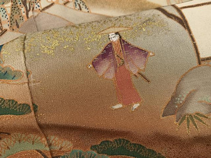 平和屋着物■豪華黒留袖 作家物 松竹梅 人物風景文 暈し染め 金彩 正絹 逸品 BAAV8375mz