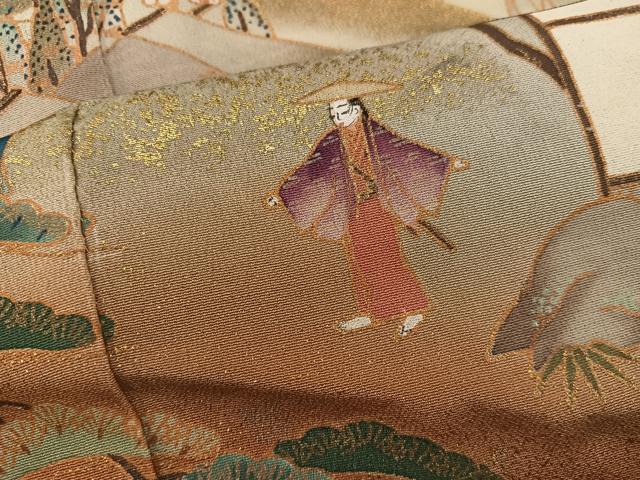 平和屋着物■豪華黒留袖 作家物 松竹梅 人物風景文 暈し染め 金彩 正絹 逸品 BAAV8375mz