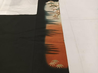 平和屋着物■豪華黒留袖 作家物 松竹梅 人物風景文 暈し染め 金彩 正絹 逸品 BAAV8375mz