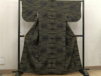 平和屋着物■上質な紬　幾何学文様　正絹　逸品　BAAV8386mz