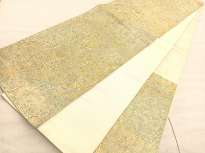 平和屋着物◎六通柄袋帯　花唐草文　金糸　正絹　逸品　BAAV8404hv