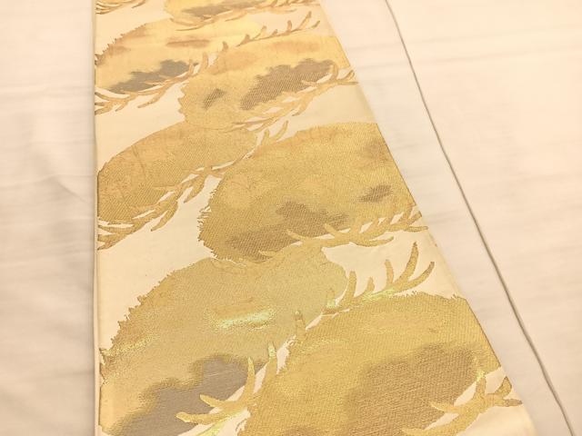 平和屋着物◎六通柄袋帯　光琳松　金糸　正絹　逸品　BAAV8424hv