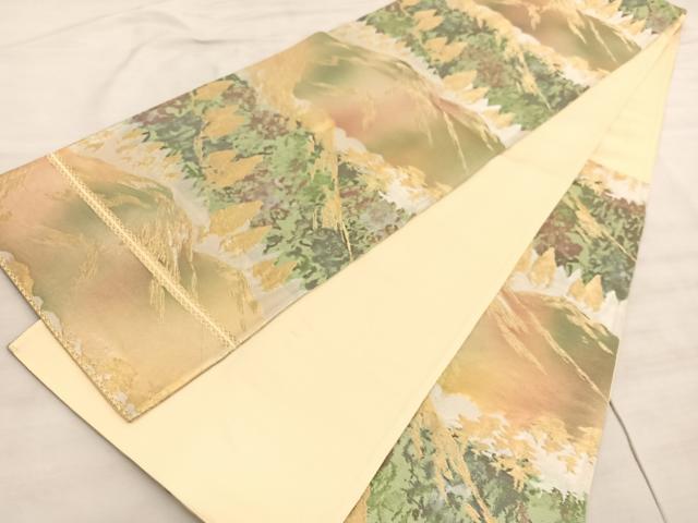 平和屋着物◎六通柄袋帯　山脈風景文　金銀糸　正絹　逸品　BAAV8457hv