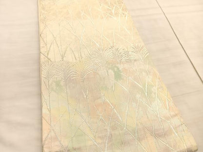 平和屋着物◎六通柄袋帯　唐織　すすき露芝文　金銀糸　正絹　逸品　BAAV8459hv