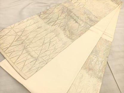 平和屋着物◎六通柄袋帯　唐織　すすき露芝文　金銀糸　正絹　逸品　BAAV8459hv