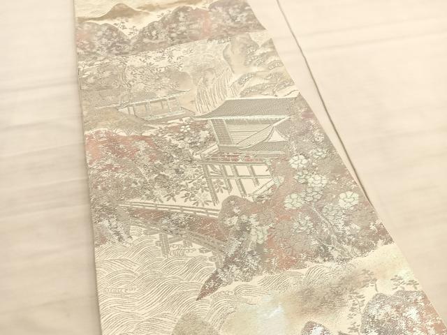 平和屋着物◎六通柄袋帯　彩京錦　風景文　プラチナ箔二重引　正絹　逸品　BAAV8484hv