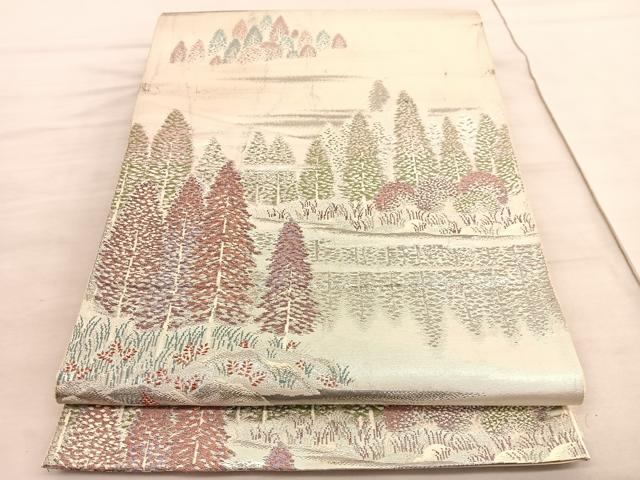 平和屋着物◎六通柄袋帯　八瀬の里　プラチナ二重箔錦　正絹　逸品　BAAV8498hv
