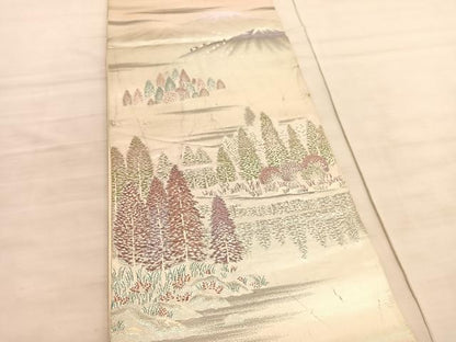 平和屋着物◎六通柄袋帯　八瀬の里　プラチナ二重箔錦　正絹　逸品　BAAV8498hv