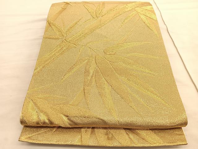 平和屋着物◎六通柄袋帯　笹竹文　金糸　正絹　逸品　BAAV8510hv