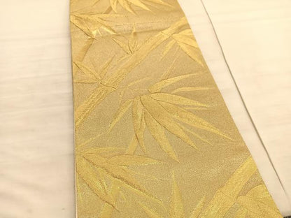 平和屋着物◎六通柄袋帯　笹竹文　金糸　正絹　逸品　BAAV8510hv