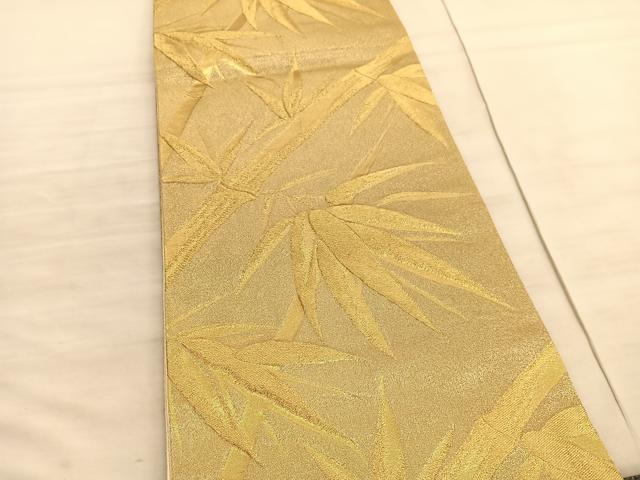 平和屋着物◎六通柄袋帯　笹竹文　金糸　正絹　逸品　BAAV8510hv