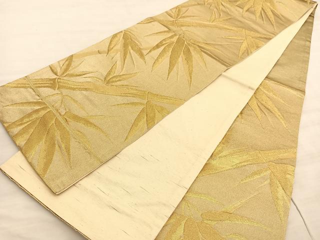 平和屋着物◎六通柄袋帯　笹竹文　金糸　正絹　逸品　BAAV8510hv