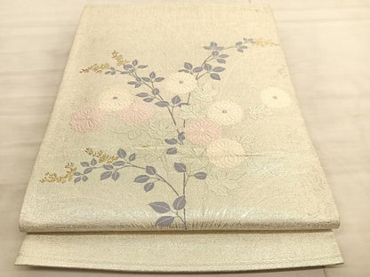 平和屋着物◎太鼓柄袋帯　唐織　菊　金糸　正絹　逸品　BAAV8519hv