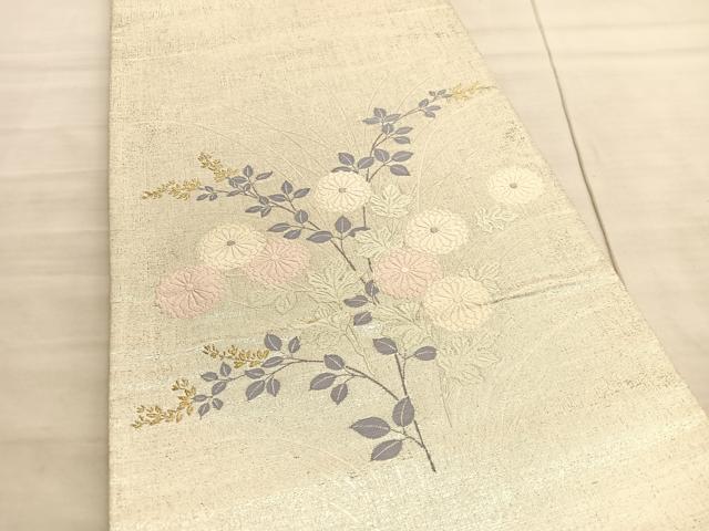 平和屋着物◎太鼓柄袋帯　唐織　菊　金糸　正絹　逸品　BAAV8519hv
