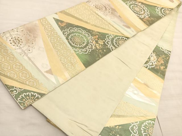 平和屋着物◎六通柄袋帯　宝相華亀甲花文　金銀糸　正絹　逸品　BAAV8525hv