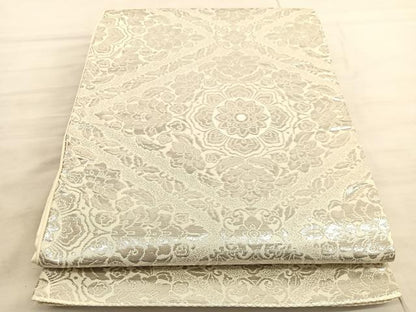 平和屋着物◎六通柄袋帯　菱天井花文　プラチナ箔　正絹　逸品　BAAV8532hv