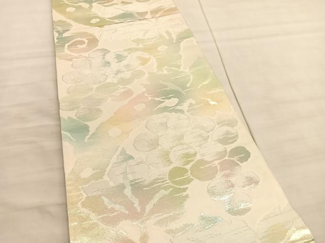 平和屋着物◎六通柄袋帯　葡萄　金銀糸　正絹　逸品　BAAV8535hv