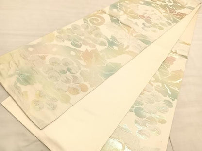 平和屋着物◎六通柄袋帯　葡萄　金銀糸　正絹　逸品　BAAV8535hv