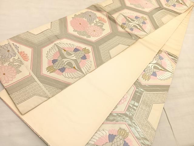 平和屋着物◎六通柄袋帯　唐織　清祥亀甲文　プラチナ箔　正絹　逸品　BAAV8541hv
