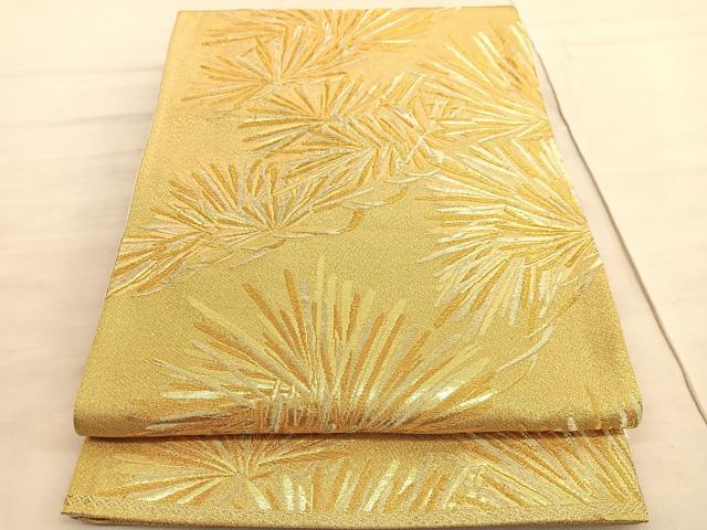 平和屋着物◎六通柄袋帯　若松葉　金糸　正絹　逸品　BAAV8544hv