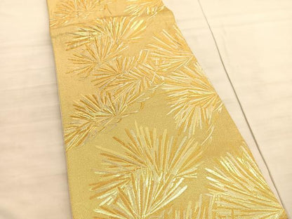 平和屋着物◎六通柄袋帯　若松葉　金糸　正絹　逸品　BAAV8544hv