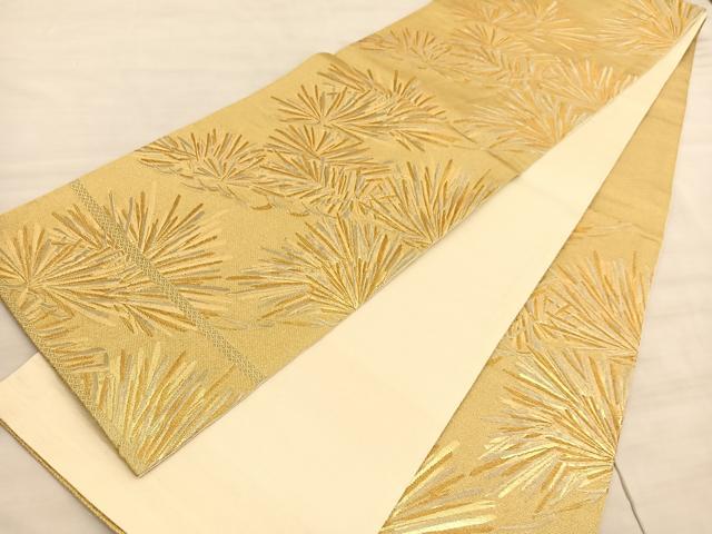 平和屋着物◎六通柄袋帯　若松葉　金糸　正絹　逸品　BAAV8544hv