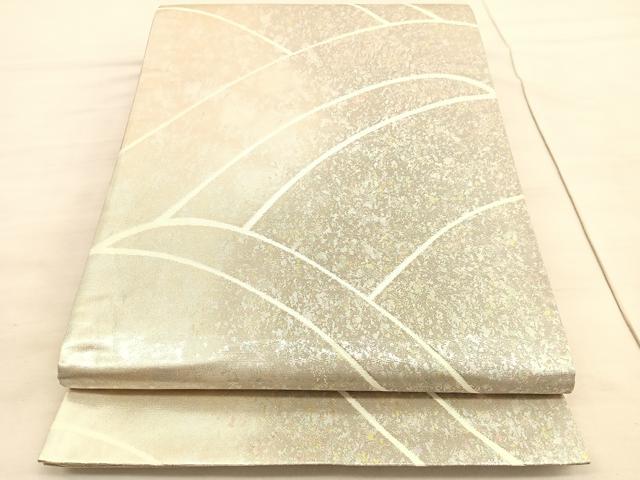 平和屋着物◎六通柄袋帯　立波文様　金銀糸　引箔　正絹　逸品　BAAV8546hv
