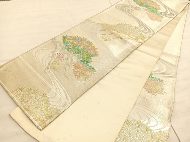 平和屋着物◎六通柄袋帯　浜松文　金銀糸　正絹　逸品　BAAV8563hv