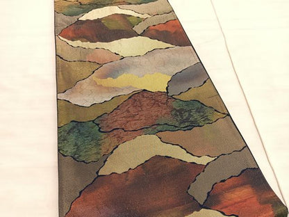 平和屋着物◎六通柄袋帯　重山文　金銀糸　正絹　逸品　BAAV8581hv