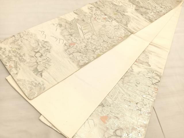 平和屋着物◎六通柄袋帯　古京錦　風景文　金銀糸　二重引箔　正絹　逸品　BAAV8589hv