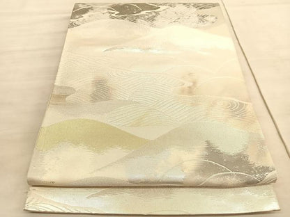 平和屋着物◎西陣　六通柄袋帯　重山流水文　金銀糸　引箔　正絹　逸品　未使用　BAAV8611hv