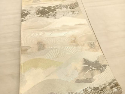 平和屋着物◎西陣　六通柄袋帯　重山流水文　金銀糸　引箔　正絹　逸品　未使用　BAAV8611hv